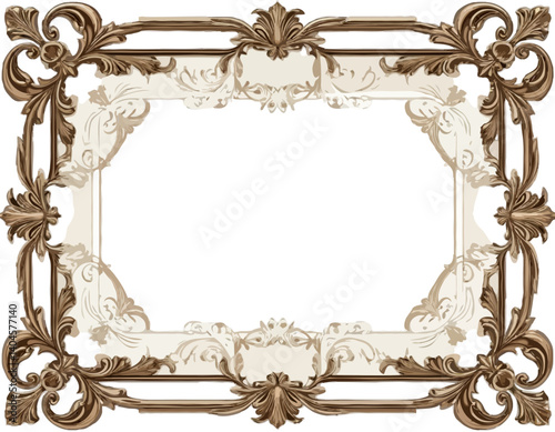 Ornate Two-Tone Frame in Bronze-Gold and Off-White as a Design Element against Black Background with copy space