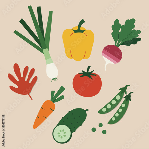 playful various vegetables Illustration
