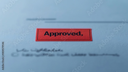 A close-up of a document featuring a bold red 