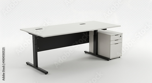 Modern Office Desk: Clean Lines, Neutral Tones AI Generated