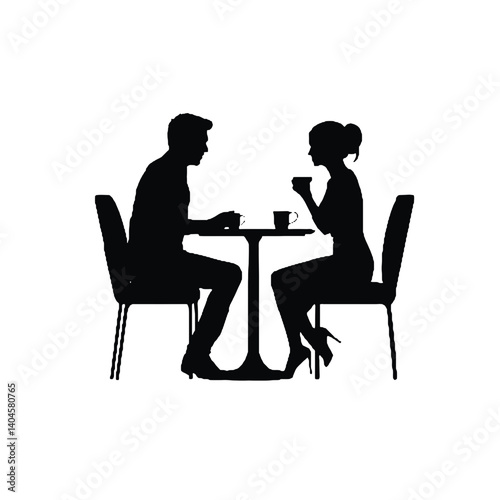 silhouette of a couple in a restaurant