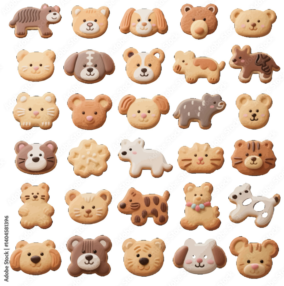 Fototapeta premium Land animals cute zoo shaped cookies dessert Dim sum jelly