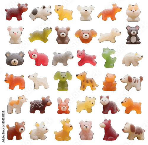 Land animals cute zoo shaped cookies dessert Dim sum jelly