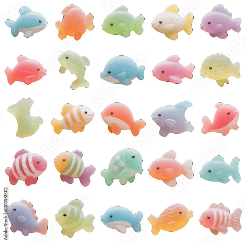 Marine animal fish shaped biscuit dessert Dim sum jelly