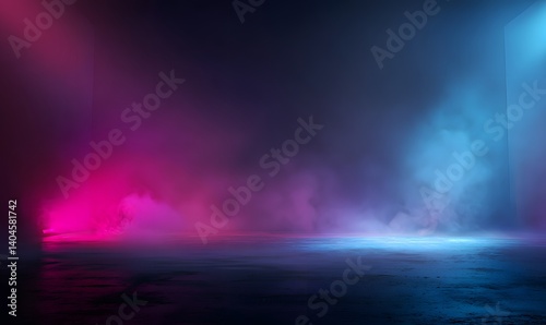Abstract Pink Blue Neon Light Smoke Background Dramatic Moody Vaporwave Style Digital Art Futuristic Grunge Texture Design Illustration Wallpaper     