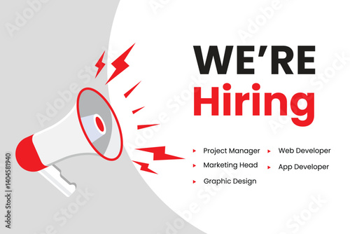 we are hiring vector illustration with speaker

