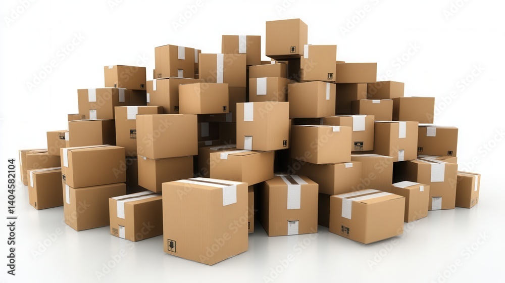 Fototapeta premium A large pile of cardboard boxes