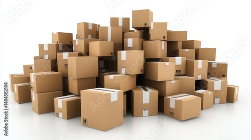 A large pile of cardboard boxes