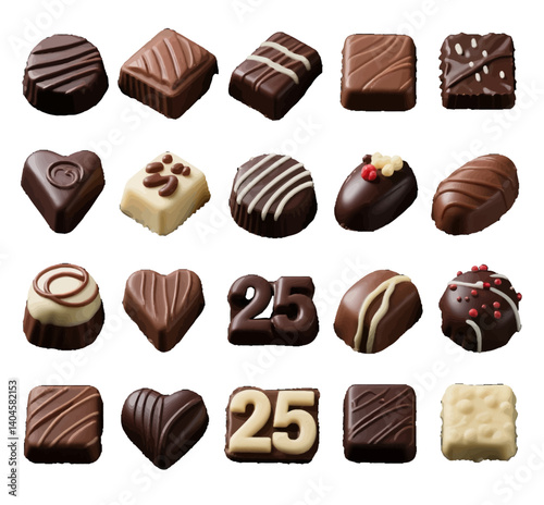 chocolate candies isolated on white