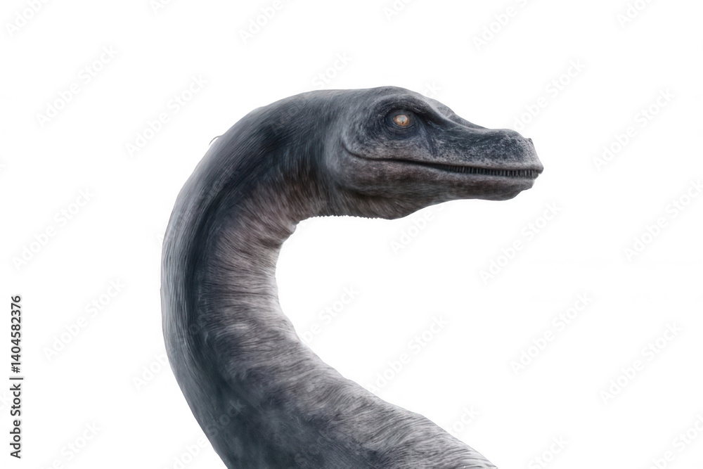 Fototapeta premium Realistic Loch Ness Monster with Stylized Neck Transparent Background