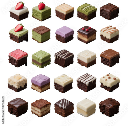 Brownie Cake, Layer Dessert, Chocolate Matcha, Strawberry Encounter