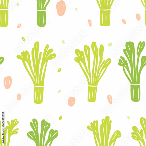 Celery pattern.Exquisite vector vegetable patterns. 