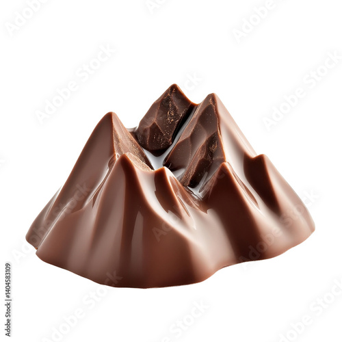 Chocolate mountain sculpture isolated on transparent background