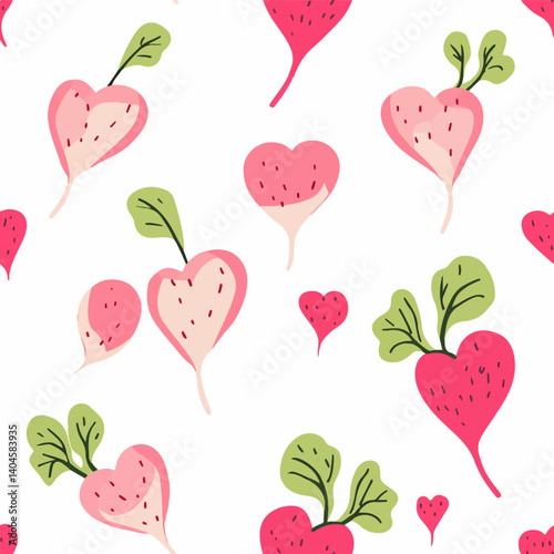Beauty - hearted radish pattern.Exquisite vector vegetable patterns. 