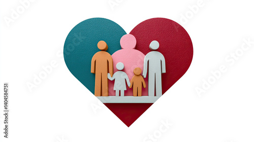 Obraz na płótnie Heart shaped colorful family icon representing lgbt family, union, love, insurance and adoption w salonie