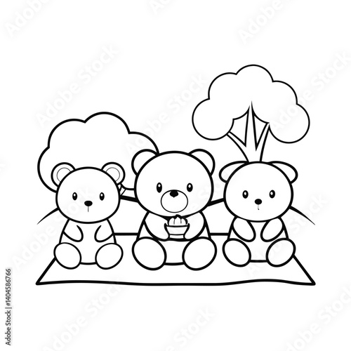 cute stuffed animals picnic  add tree and grass  c (1).eps