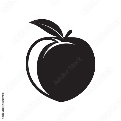 Peach silhouette vector icon for sweet fruit and healthy eating themes