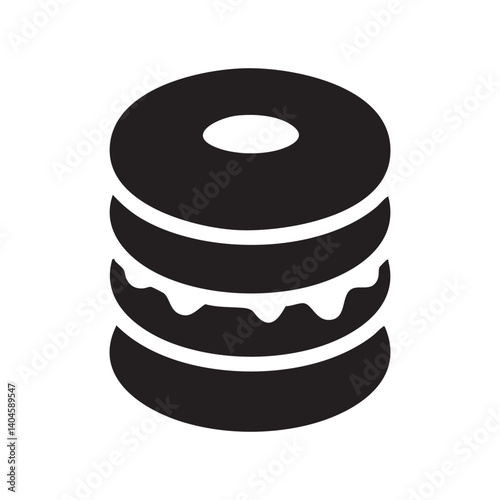 A stack of donuts in vector style with layered sweet filling
