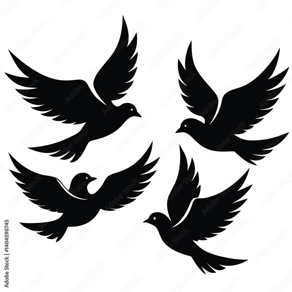 Bird group vector silhouette  collection