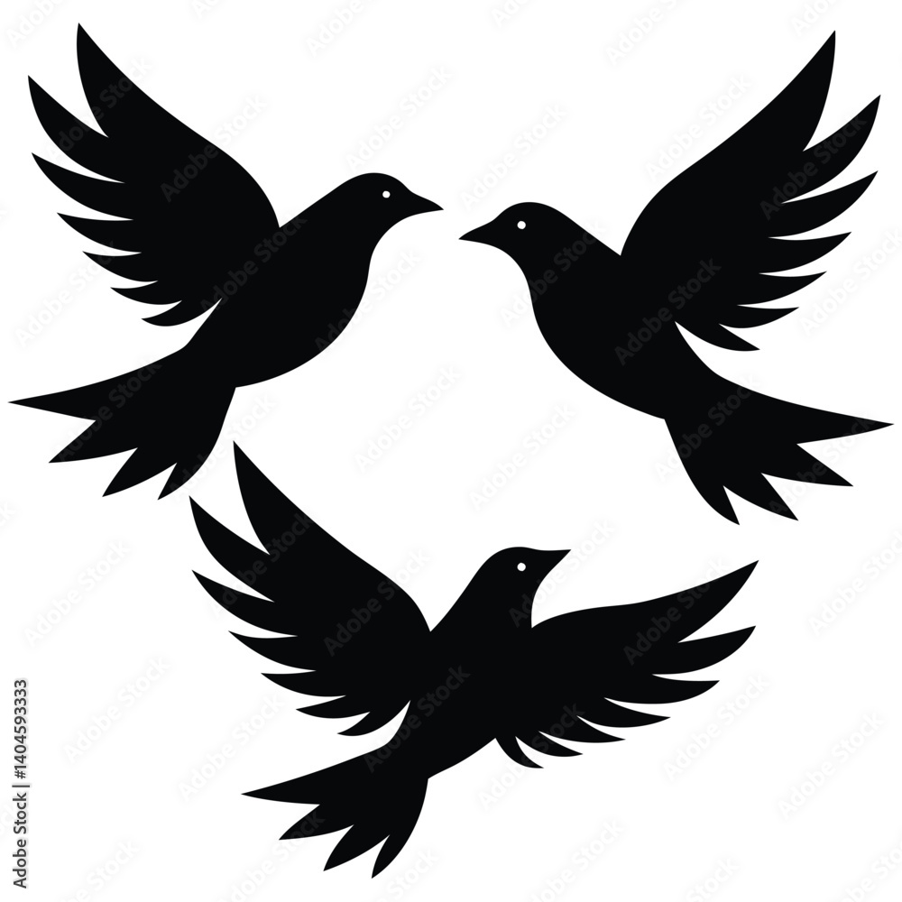 Obraz premium Bird group vector silhouette collection