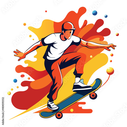 Cute Cartoon Boy on Skateboard Vector – Fun Skating Illustration for Kids Stickers, Shirts & Decor