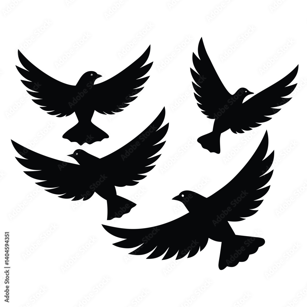 Fototapeta premium Bird group vector silhouette collection
