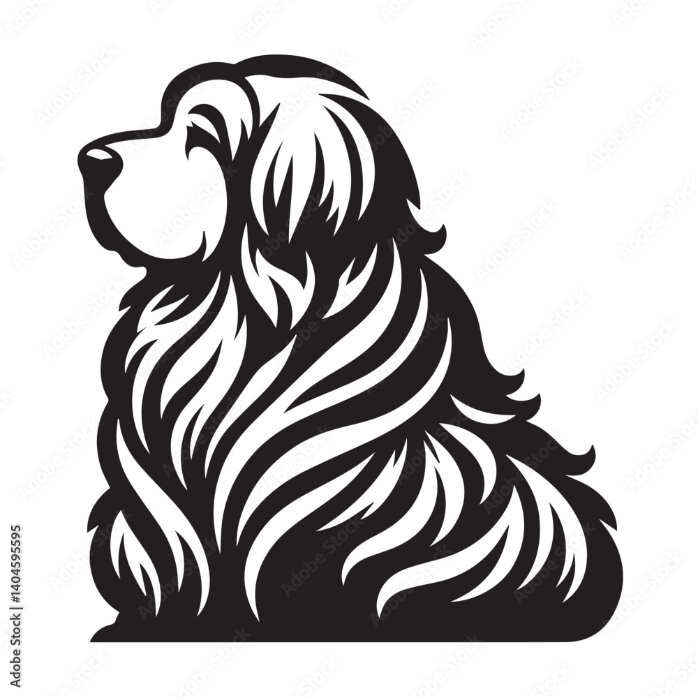 Fototapeta premium Akbash silhouette black and white vector icon