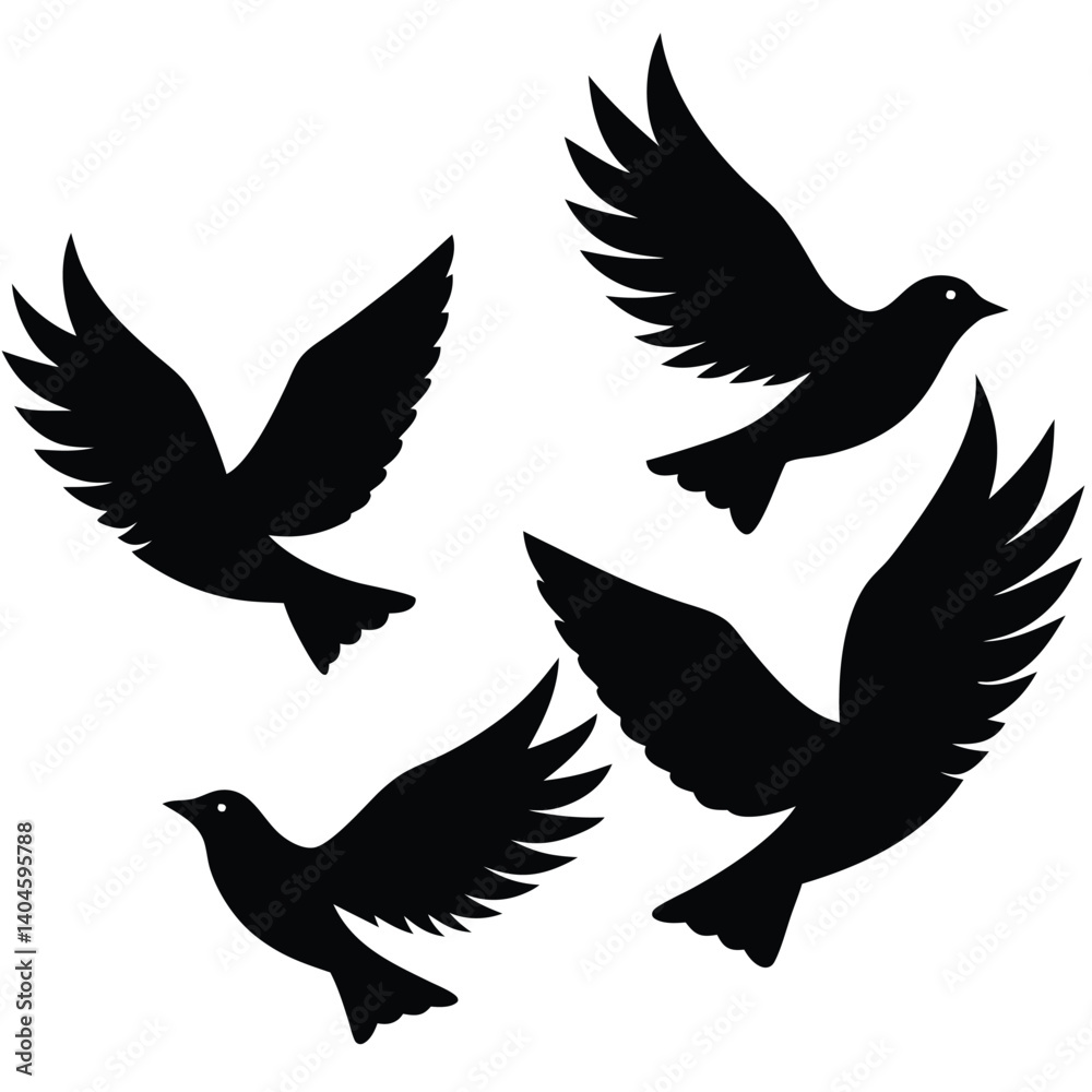 Obraz premium Bird group vector silhouette collection