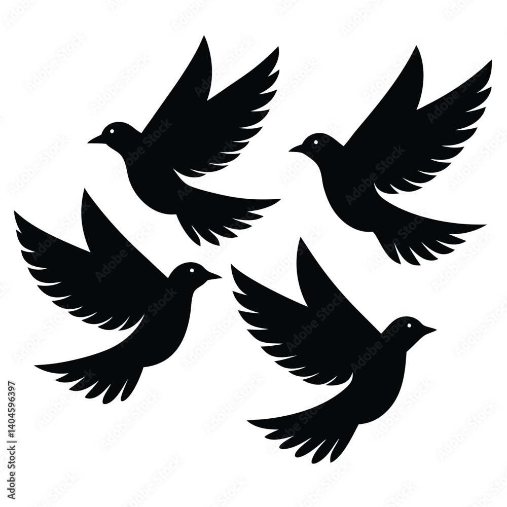 Obraz premium Bird group vector silhouette collection