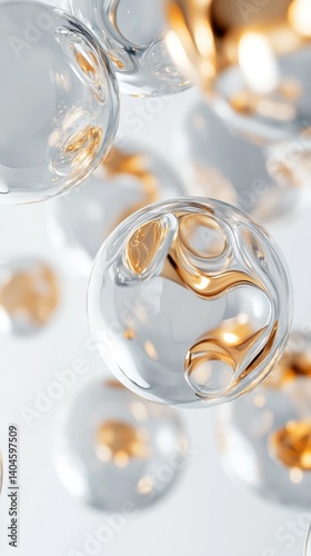 Spherical Objects with Gold and Transparent Elements