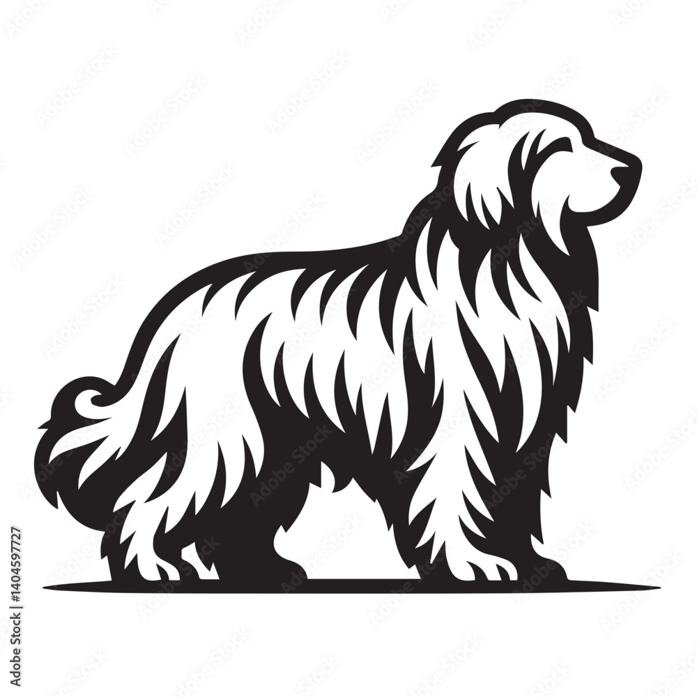 Fototapeta premium Akbash silhouette black and white vector icon