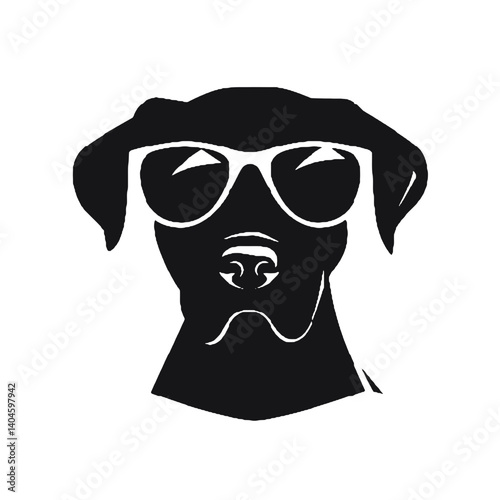   dog wear glasses silhouette