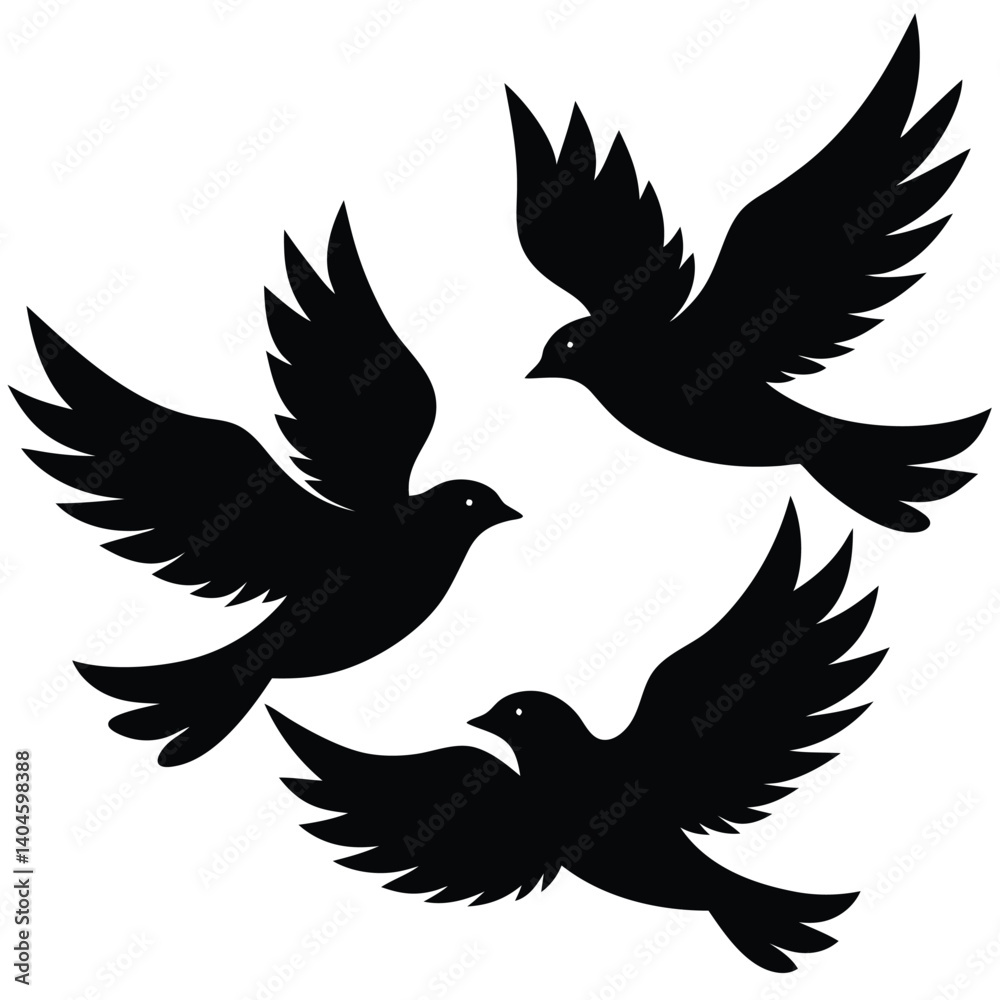 Obraz premium Bird group vector silhouette collection