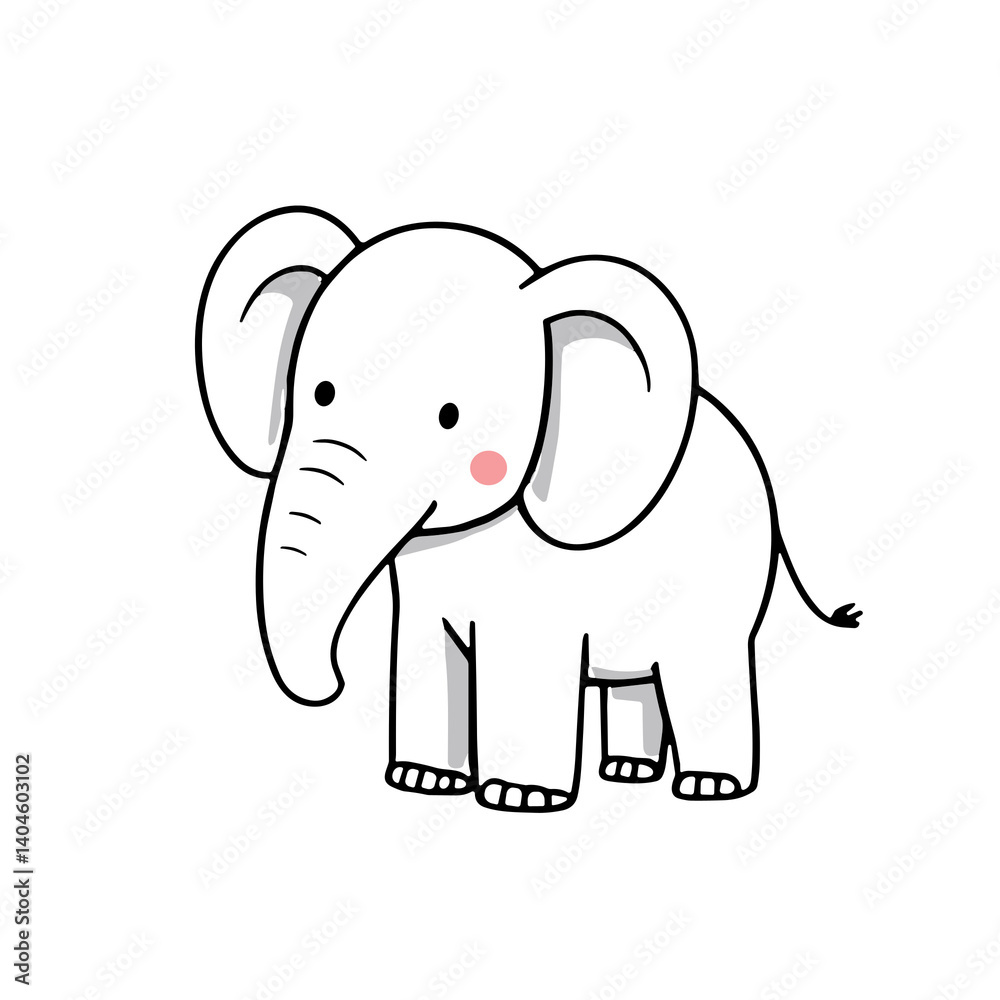 Naklejka premium Minimalist abstract elephant in expressive pose, grey and pink, dynamic silhouette against black background with copy space