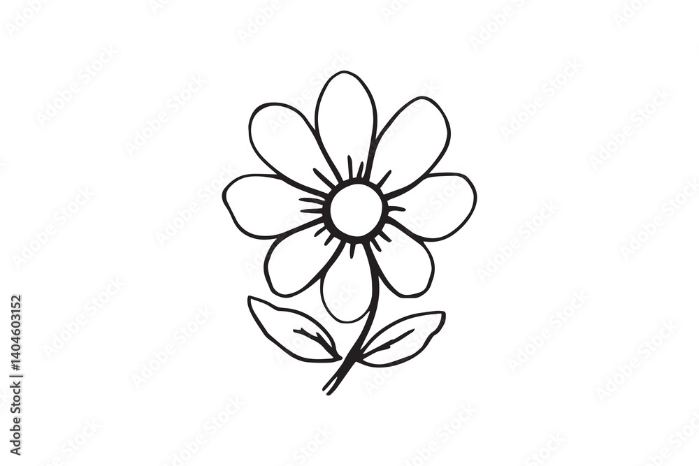 Naklejka premium Zinnia black line art