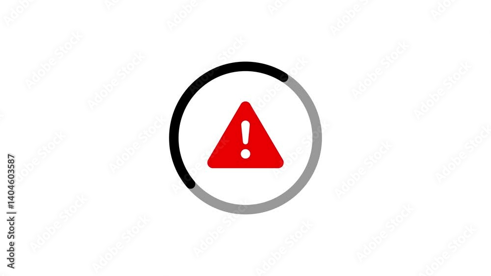 Alert icon with spinning loading circle animation for status warning.Animated alert icon with loading circle on white background video.
