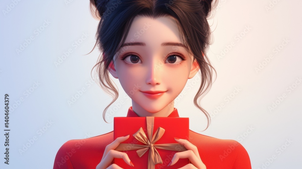 Animated Character Holding a Gift Box Animated Character Holding a Gift Box