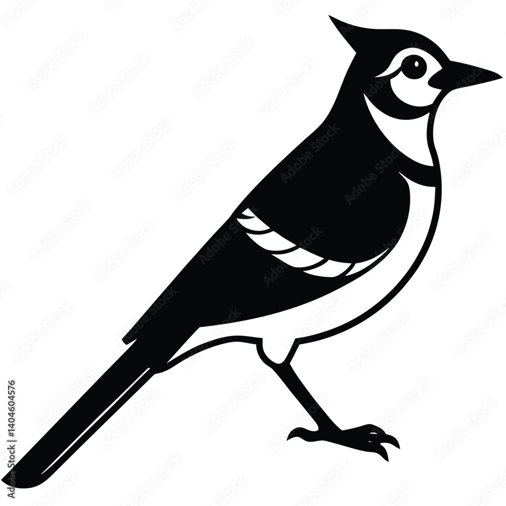 Fototapeta premium Blue jay vector silhouette single collection