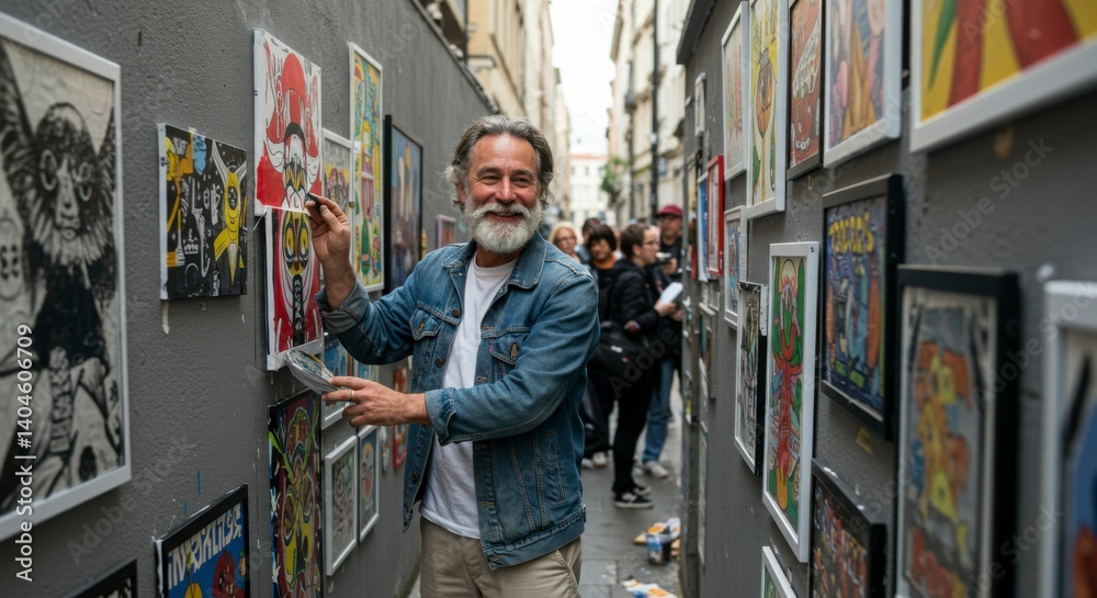 Obraz premium Man admiring street art