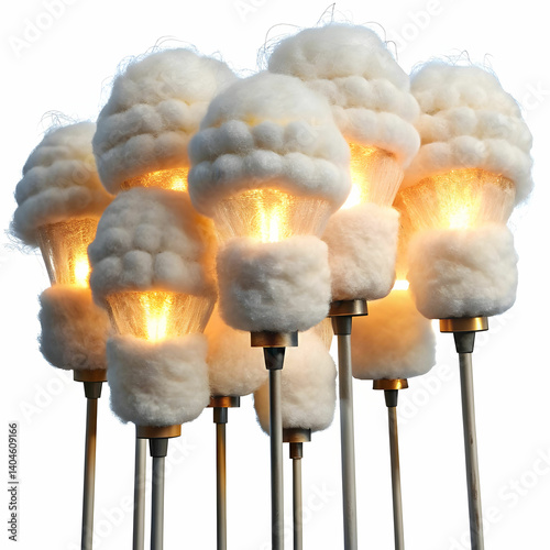 cotton wicks for lamp on white background