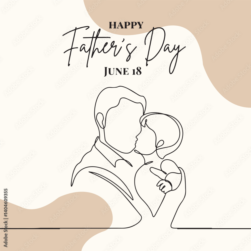 Obraz premium Father's Day Father and Son Illustration Line Art