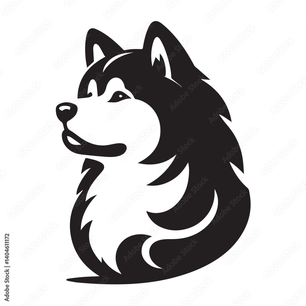 Obraz premium Akita silhouette black and white vector icon