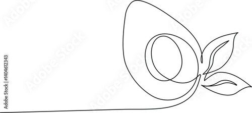 Avocado in continuous line art drawing style. Minimalist black linear sketch isolated on white background. Editable stroke. Fruit vector illustration