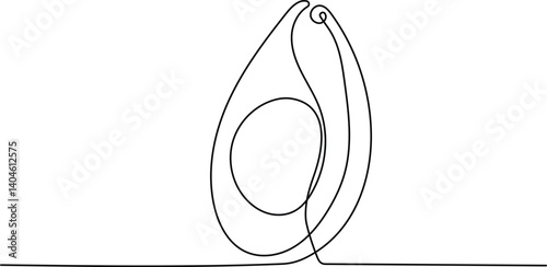Avocado in continuous line art drawing style. Minimalist black linear sketch isolated on white background. Editable stroke. Fruit vector illustration