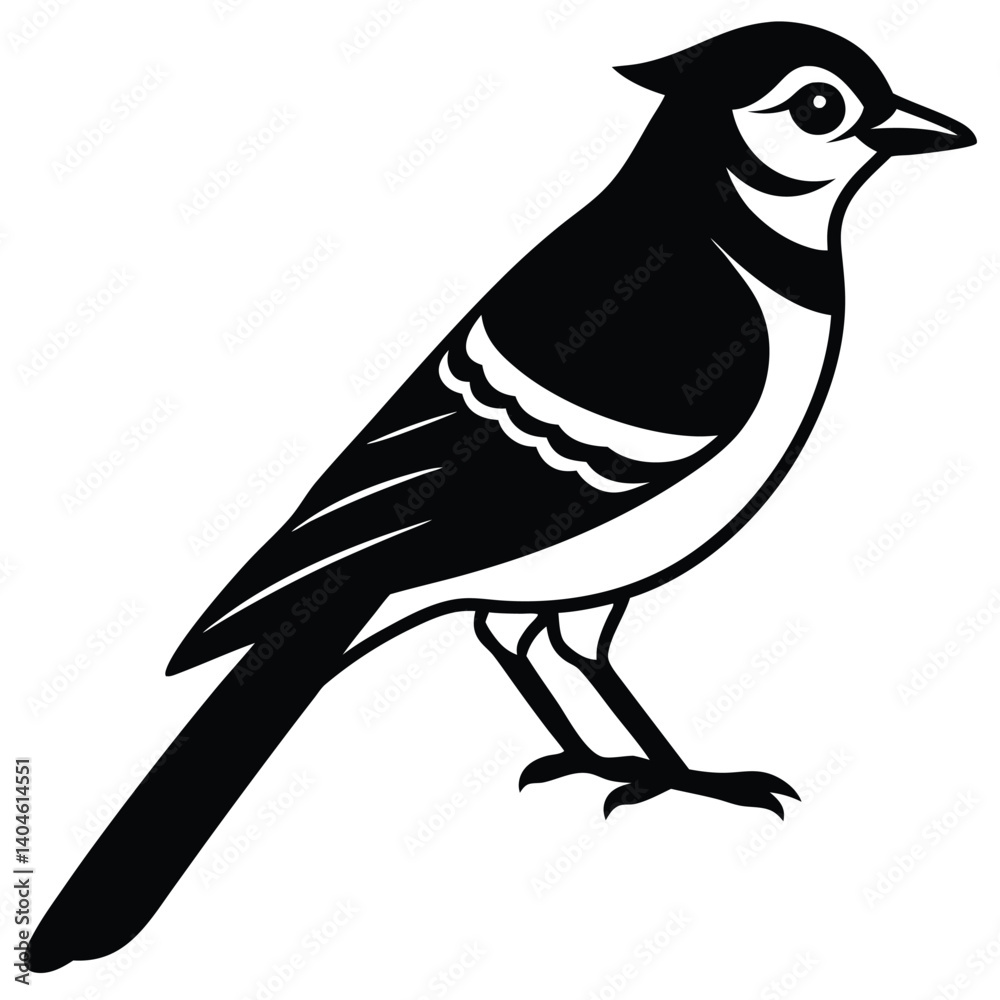 Fototapeta premium Blue jay vector silhouette single collection