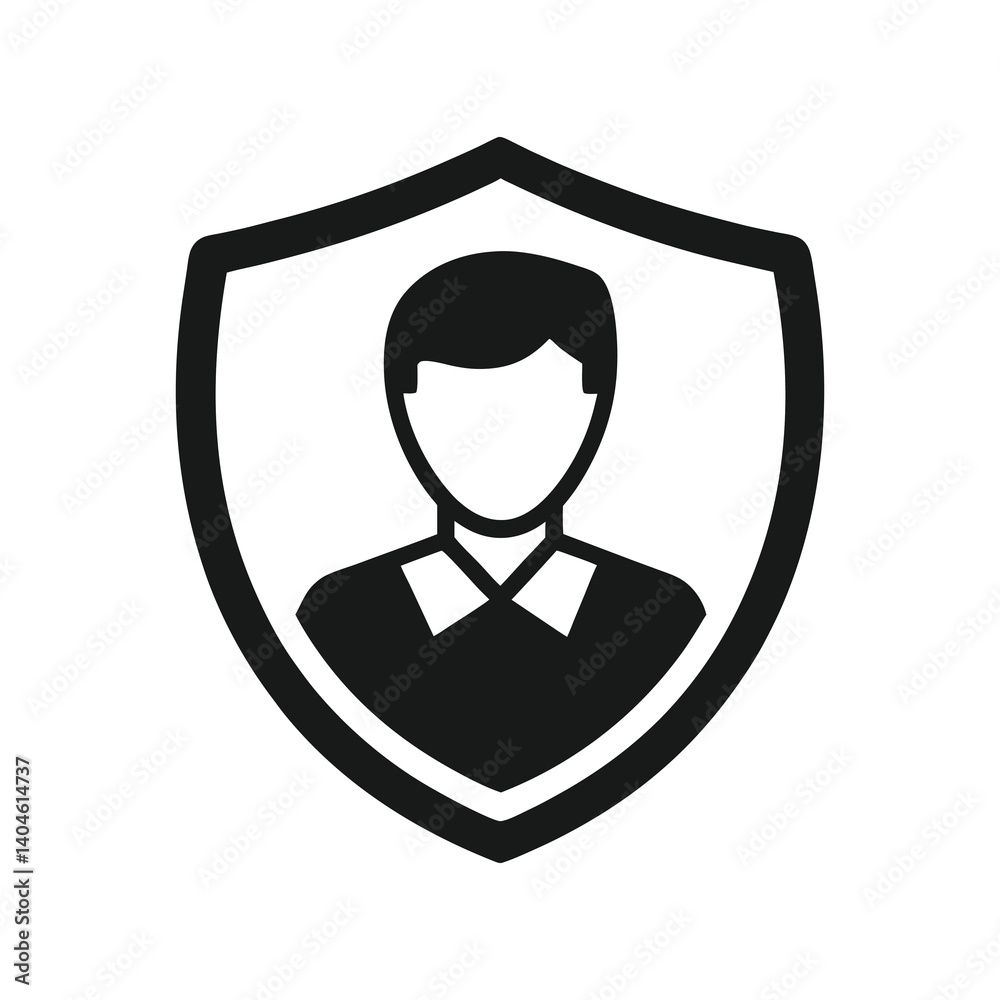 Security icon of silhouette vector illustration on white background Security icon of silhouette vector illustration on white background