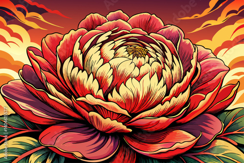 Close-up of flowers Pink Peony at sunset time . Beautiful peony flower for catalog or online store. Floral shop concept . Beautiful fresh cut bouquet vector