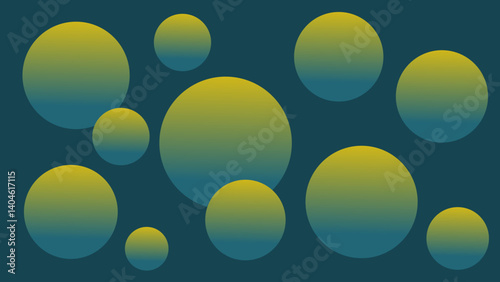 Abstract illustration with blue and yellow gradient circles. 