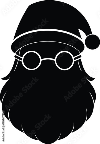 Minimalist Santa Claus Icon With Round Glasses Vector Illustration Graphic Design