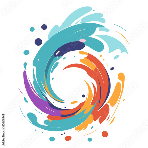 Colorful swirling shapes in abstract design resembling water waves. Creative and modern multicolored illustration ideal for print, backdrop, web design, decoration element.